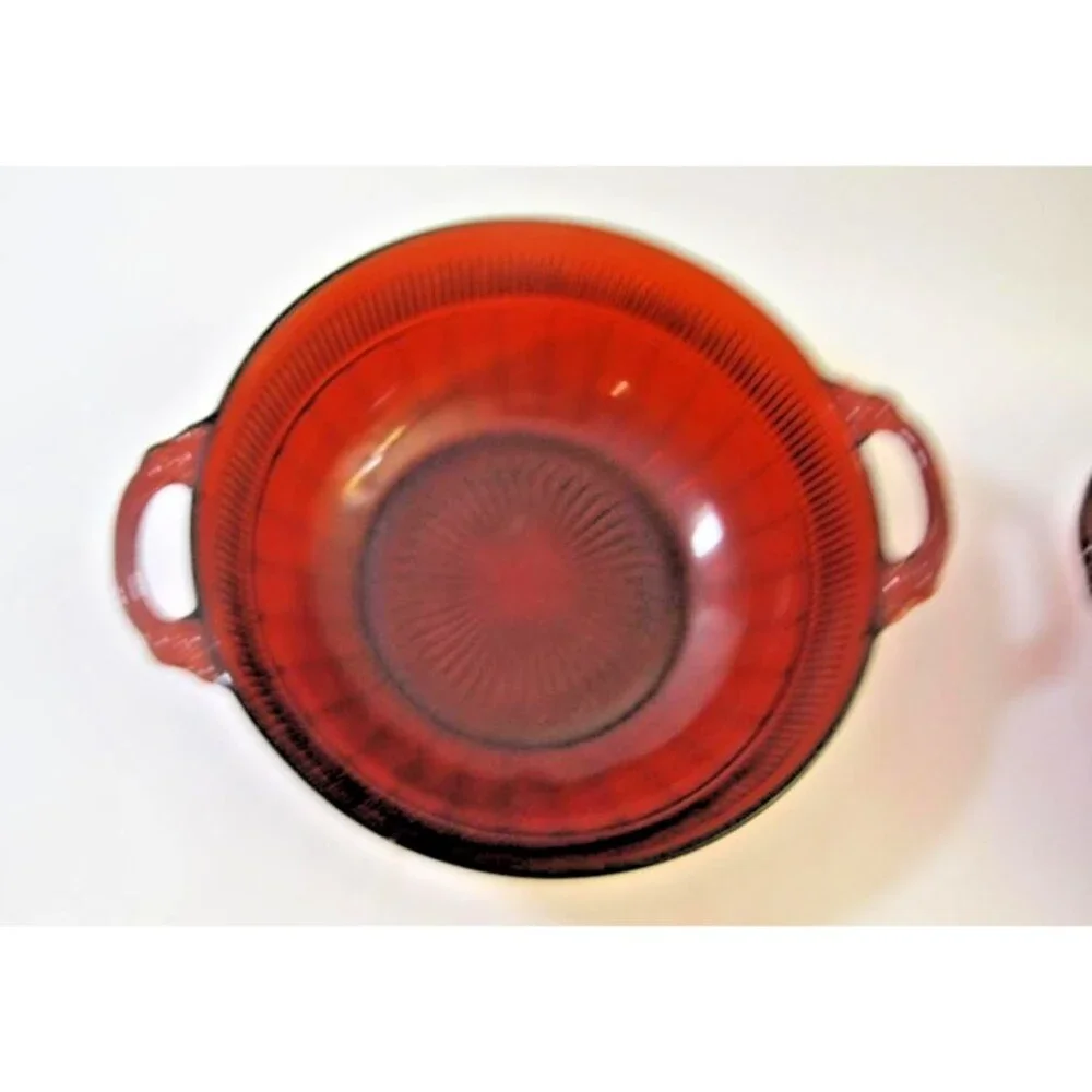 Vintage Anchor Hocking Coronation Royal Ruby Red Serving Berry Bowl 6pc Set
